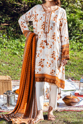 SUMMERINA - Peach Printed Unstitched Suit 3 Pc - 3189